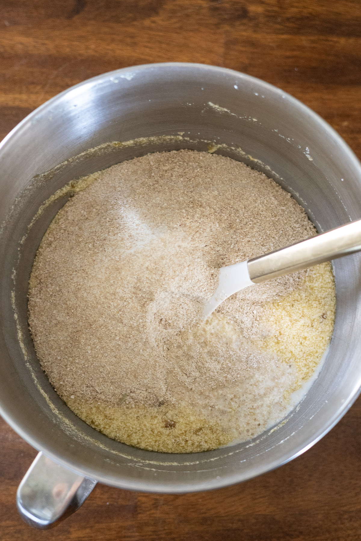added dry to wet banana bread