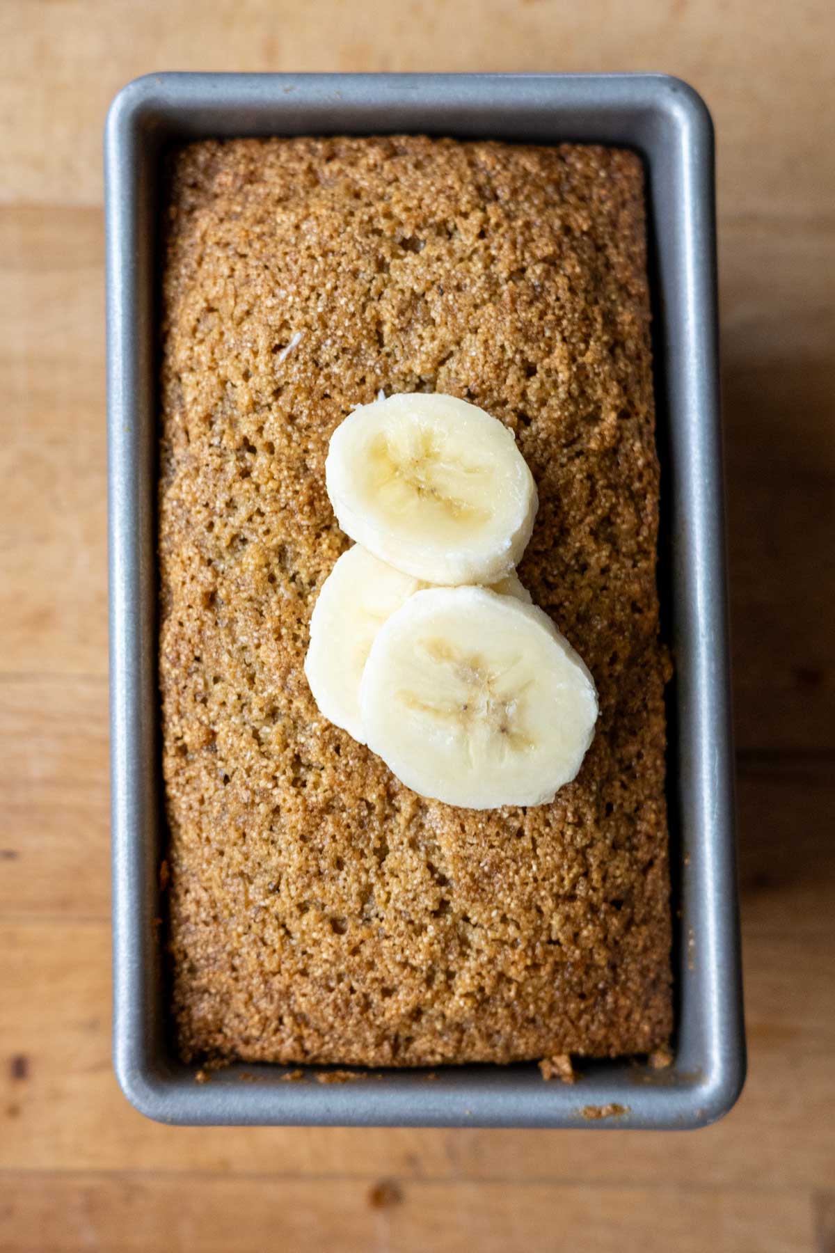 banana bread in loaf pan