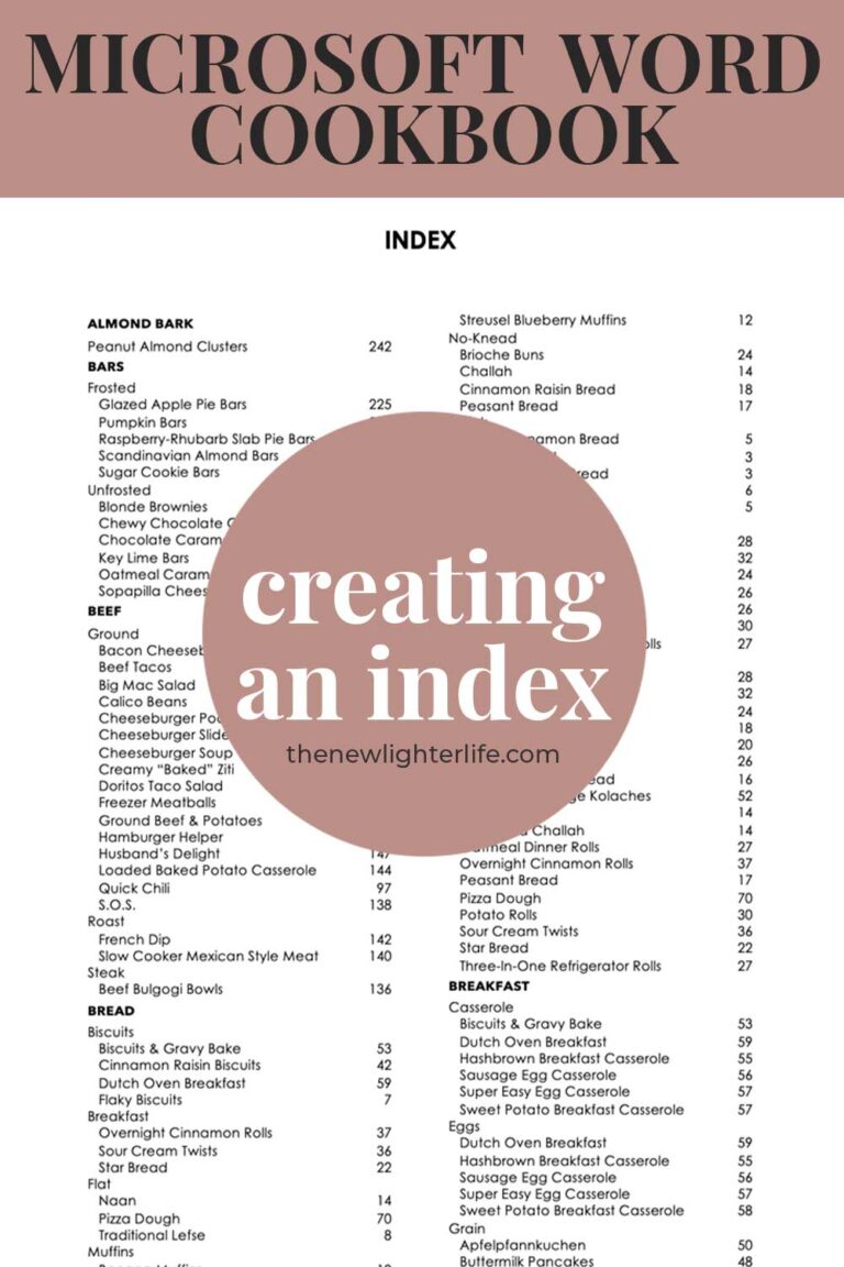 Step-by-Step Guide: How to Create a Cookbook Index in Microsoft Word