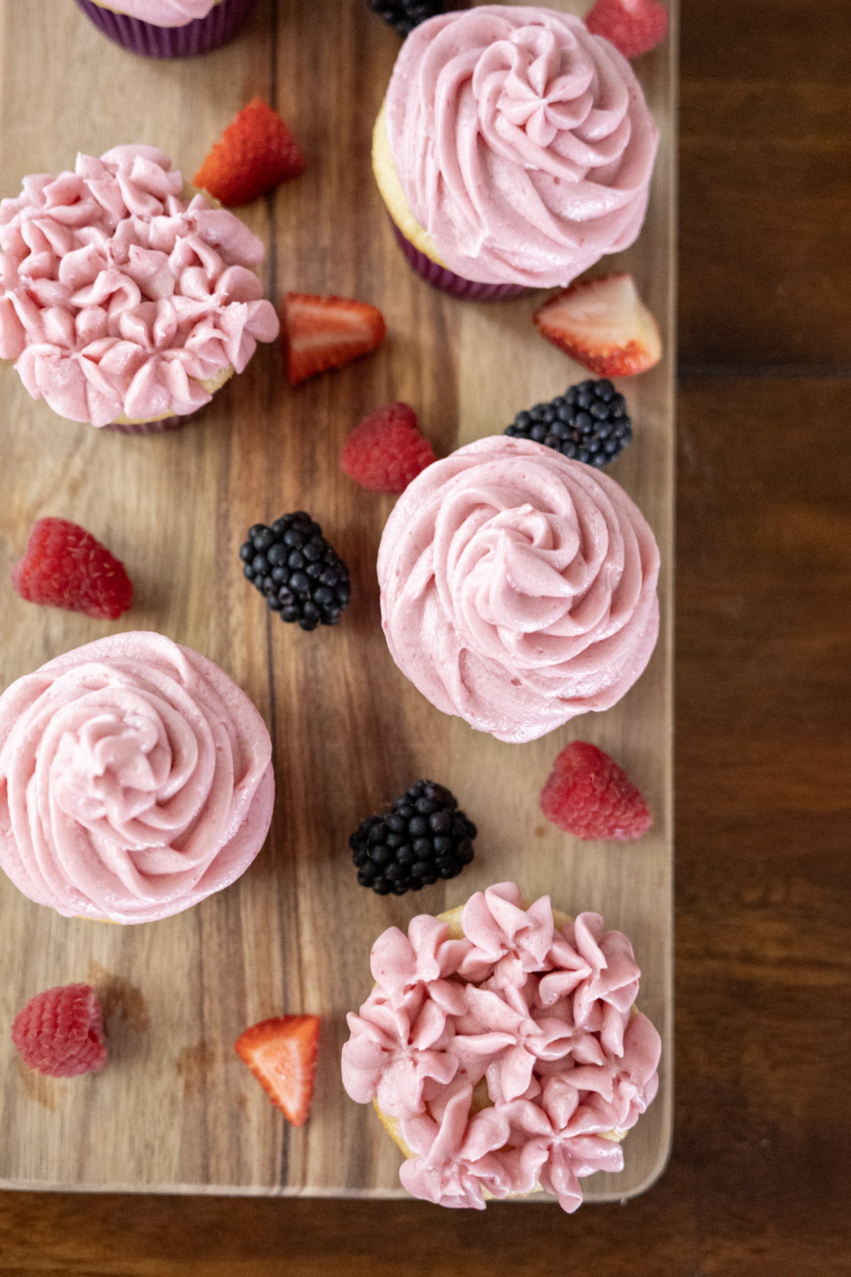 Easy Vanilla Cupcake Recipe with Berry Buttercream
