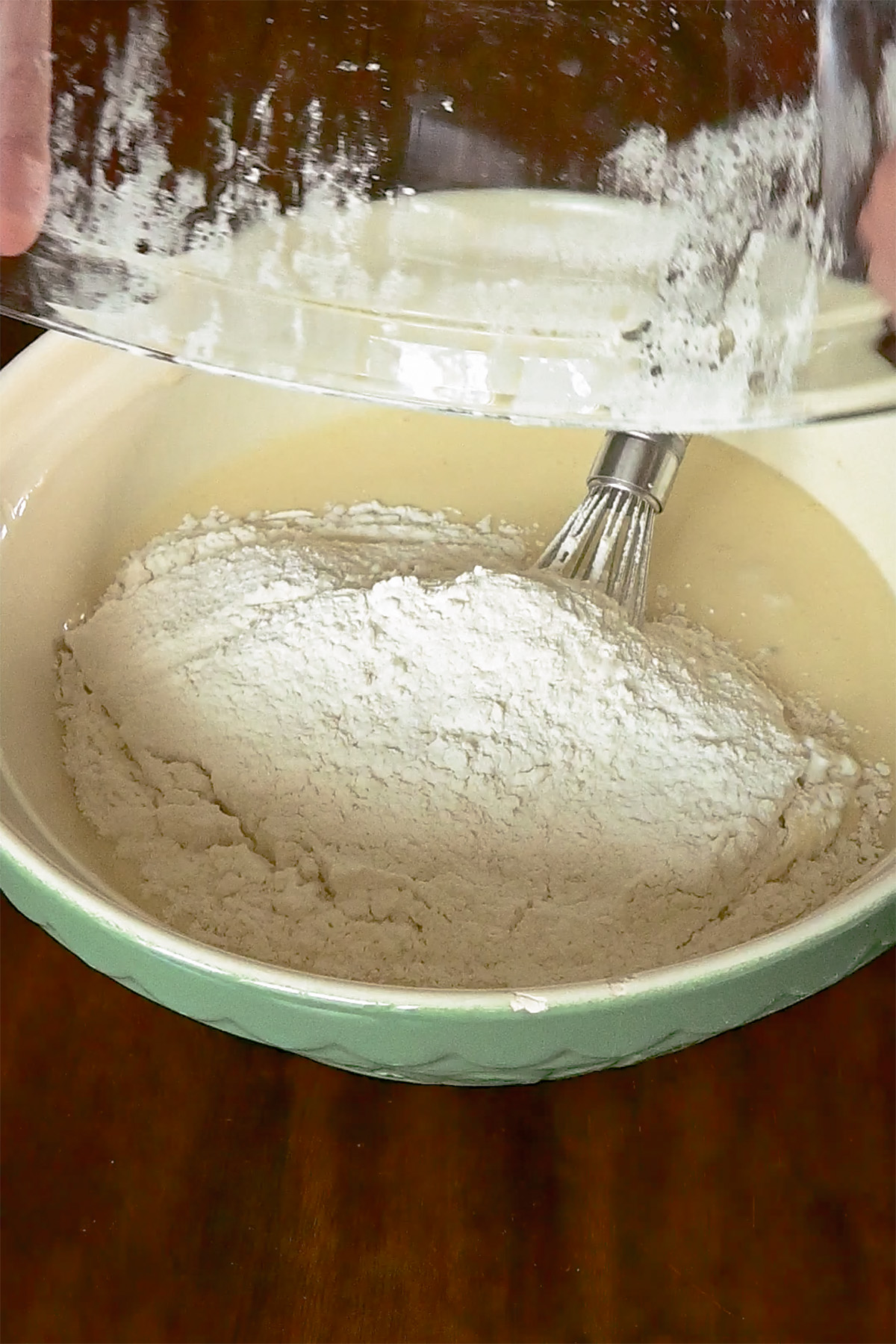 add dry ingredients to wet